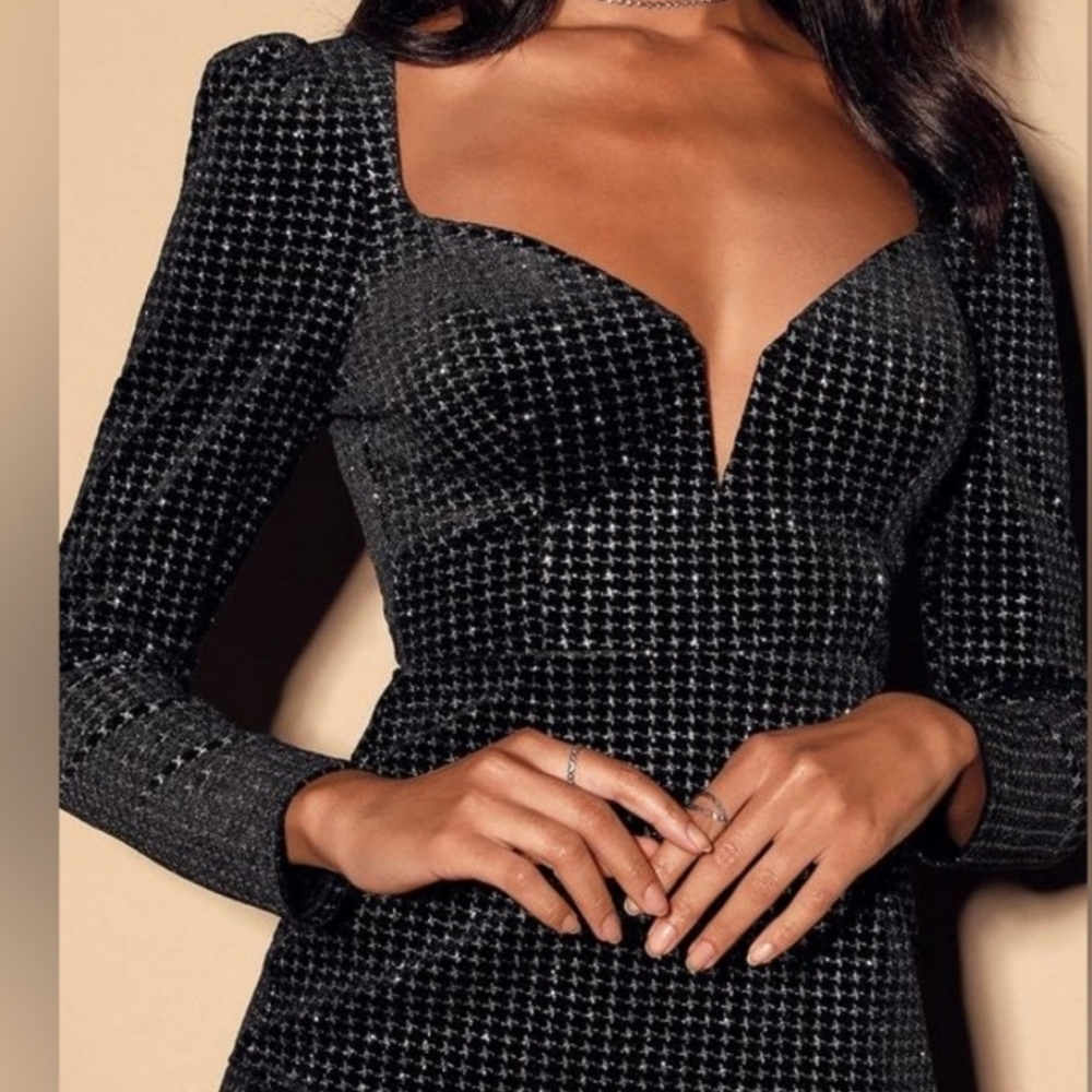 Astr Black Rhinestone Mini Dress - Picture 2 of 6